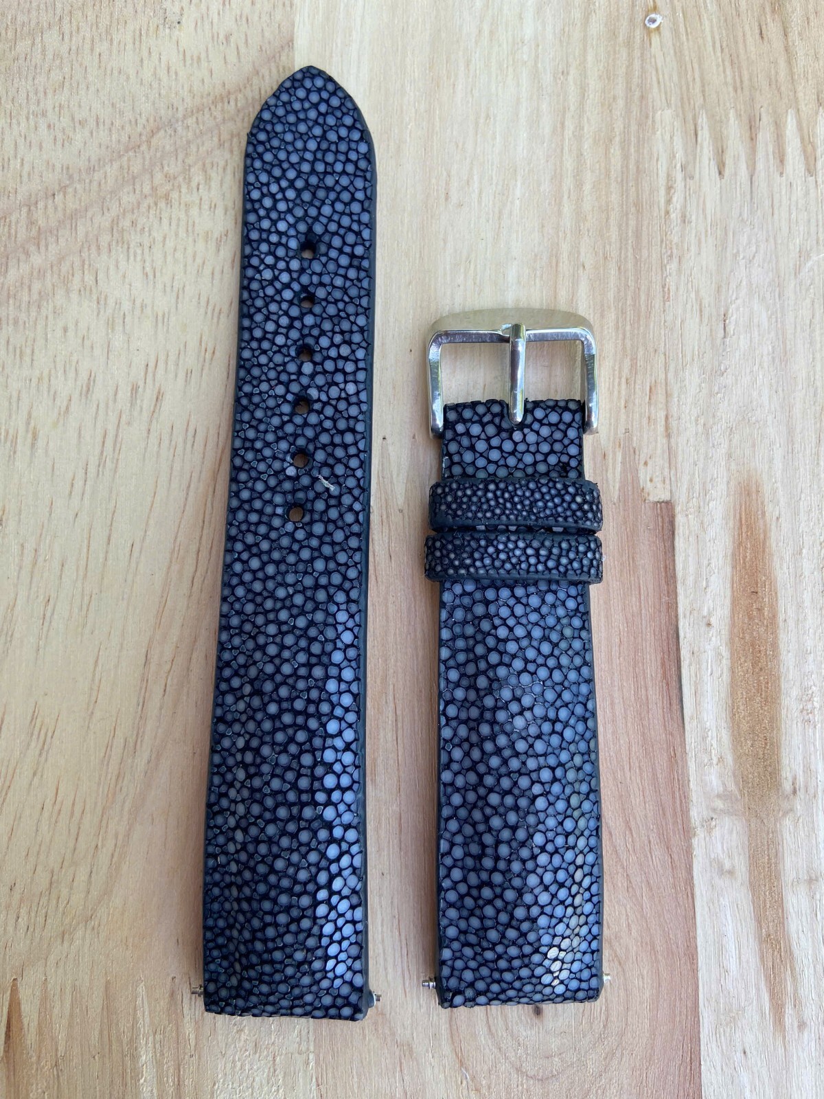 Black Stingray Leather Watch Strap Band, 18mm 20mm 21mm 22mm 24mm 26mm.
