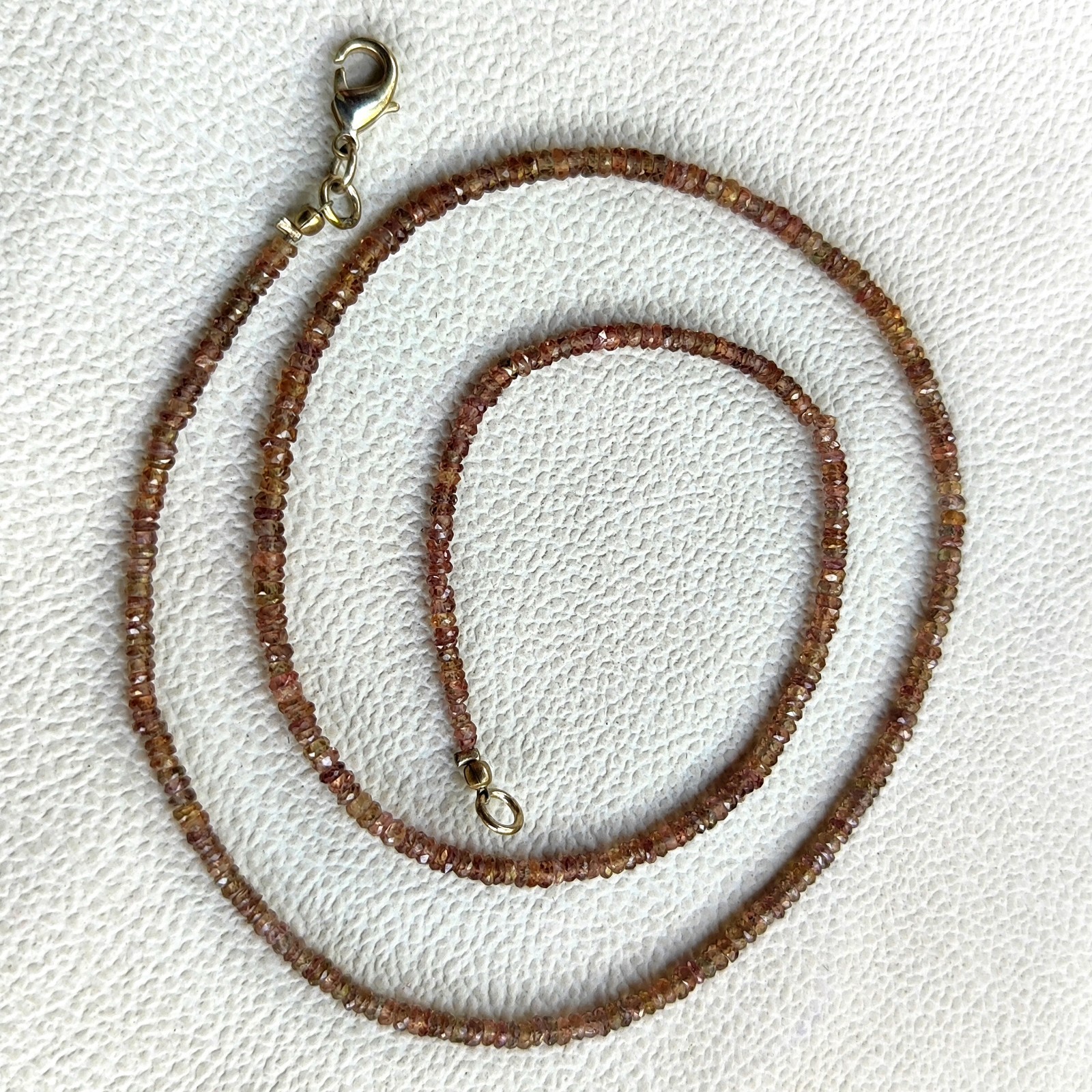Natural Madagascar Brown Sapphire 2.5-3mm Faceted Rondelle Bead 19″ Necklace