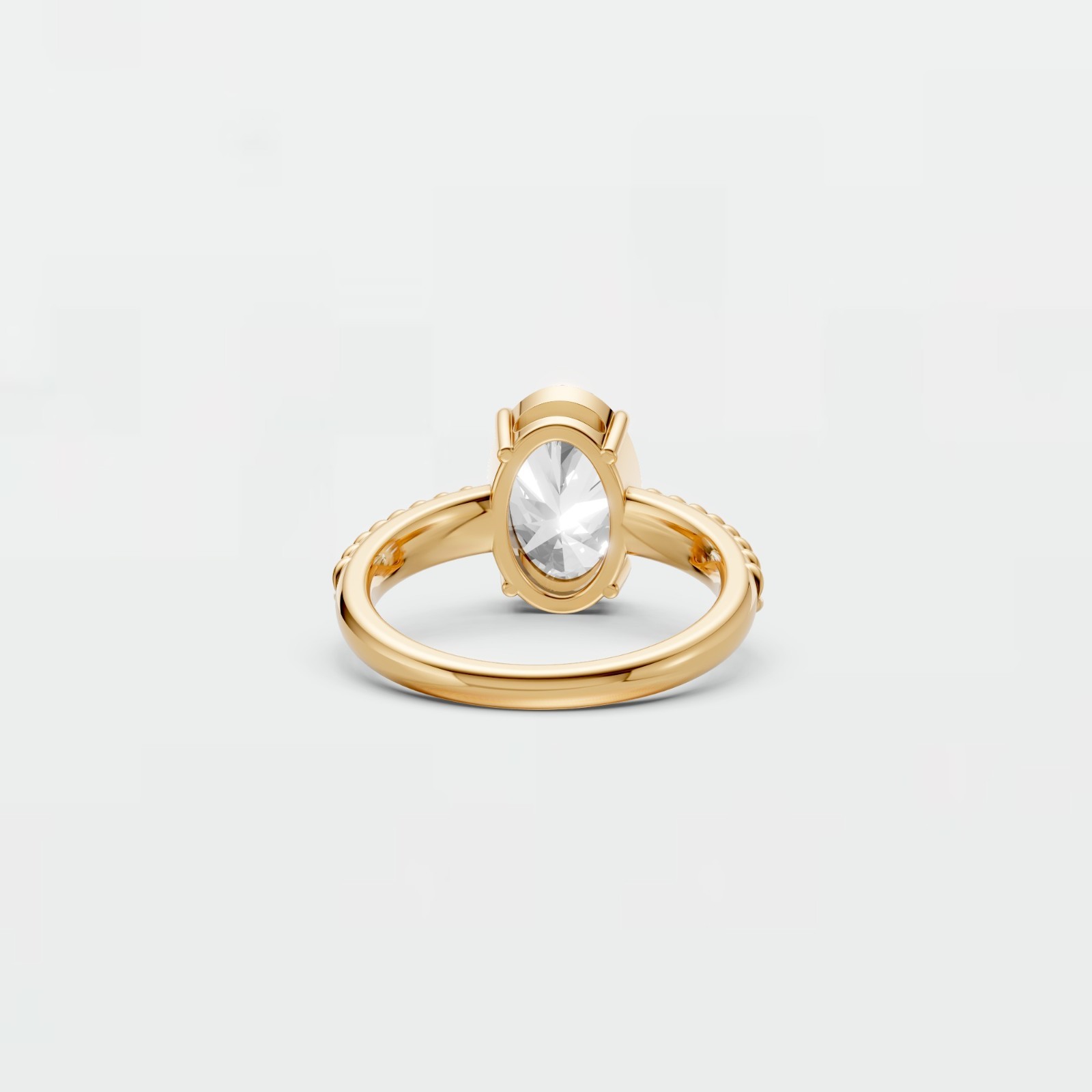 Three Stone Oval Lab Diamond Prong Set Solitaire Engagement Ring