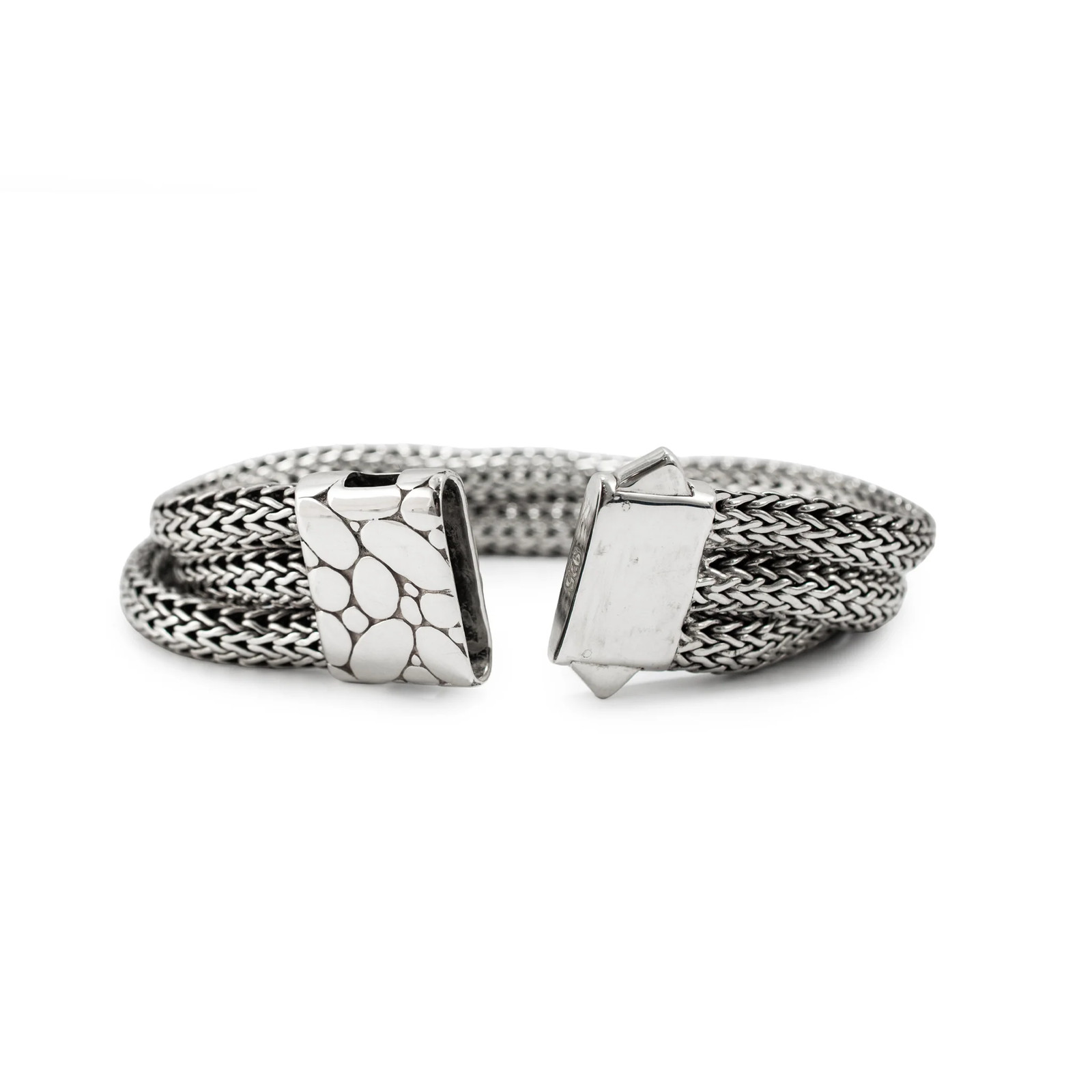Unisex Retired John Hardy Sterling Silver Woven Chain Pusher Clasp Link Bracelet