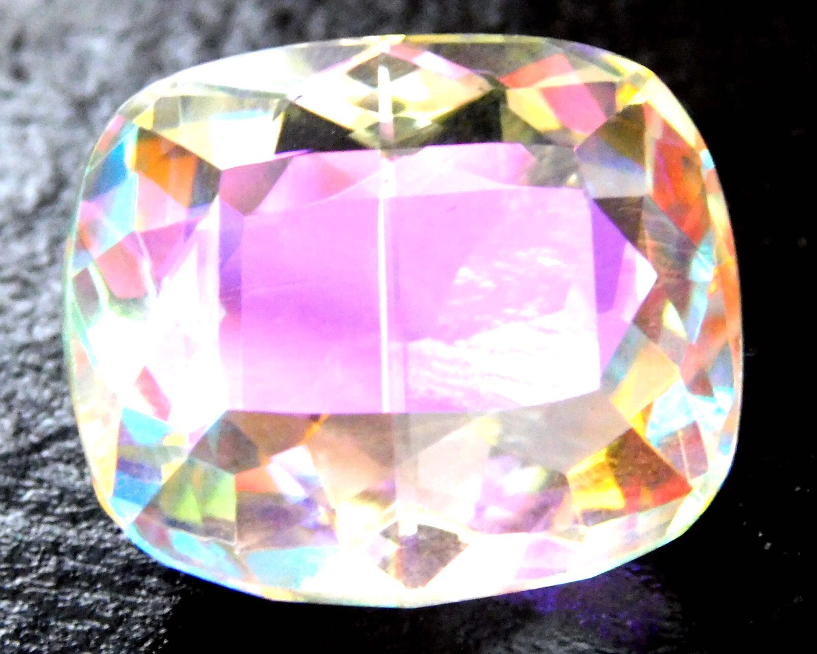 54.0 CT+ Natural Mystic Topaz Rainbow Color CUSHION Cut Certified GemstoneMY03