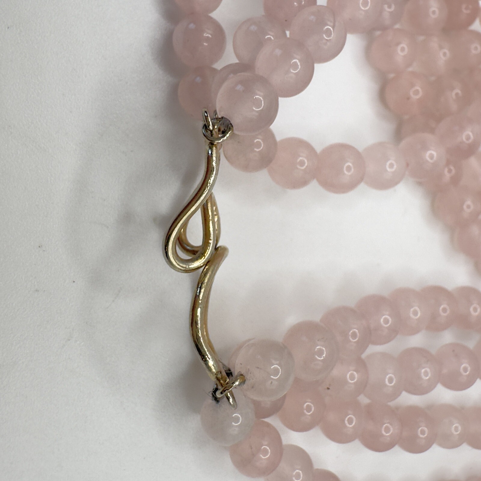 Rose Quartz Necklace with Amethyst & Gold Tone Spacer Accents 4 Strands & 24 In