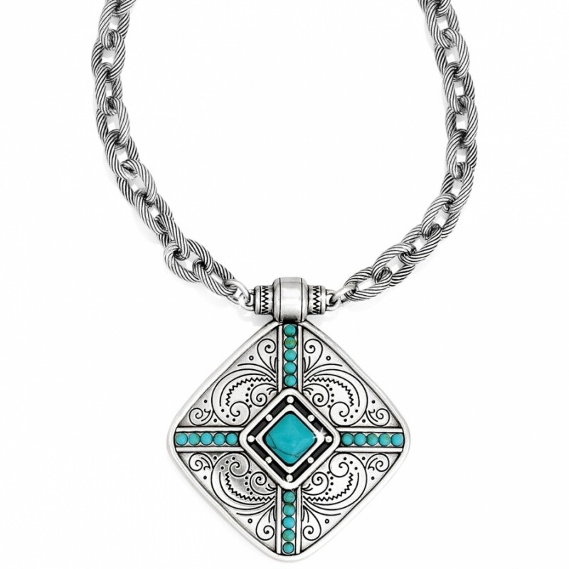 NWT Brighton PRIMROSE Silver Turquoise Howlite Pendant Necklace MSRP $70