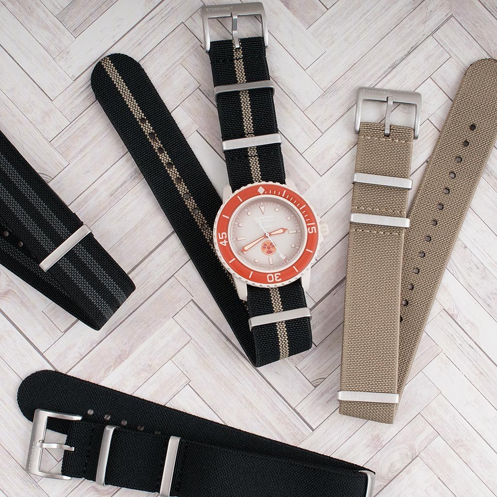 Elastic Parachute Watch Strap Band Nylon Marine Nationale Replacement striped MN