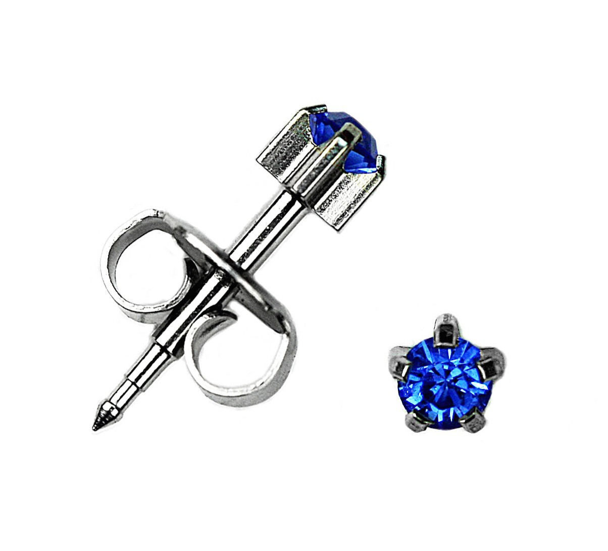 Surgical Stainless Steel Ear Piercing September Prong RD4.0mm Stud Earrings