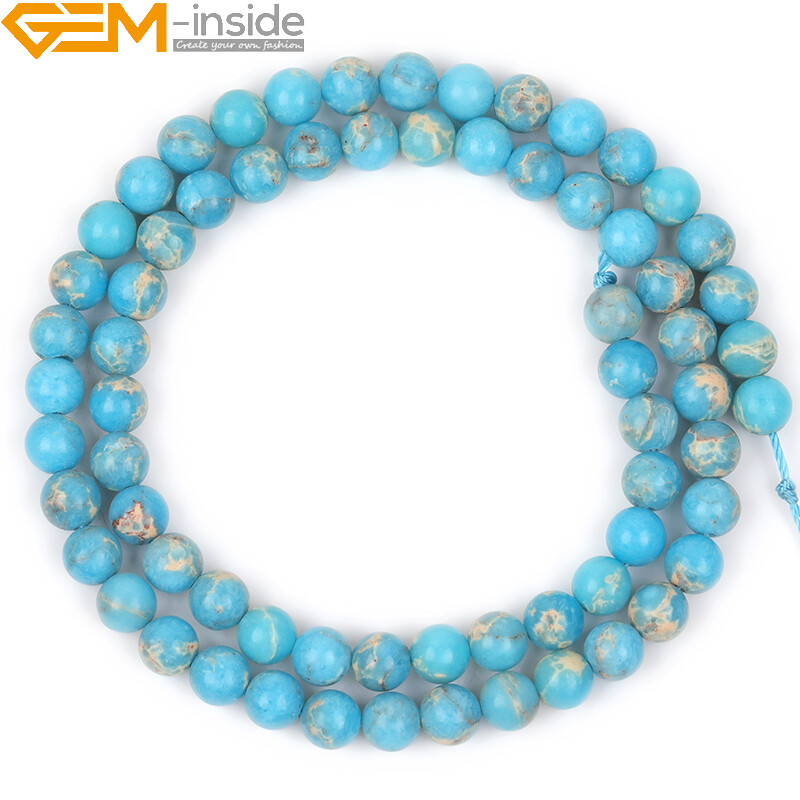 15” Round Assorted Color Stone Beads Natural Sea Sediment Loose Beads Jewelry