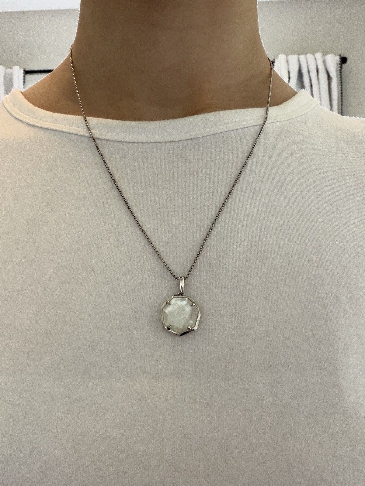 White House Black Market Mother Of Pearl Octagon Pendant Necklace
