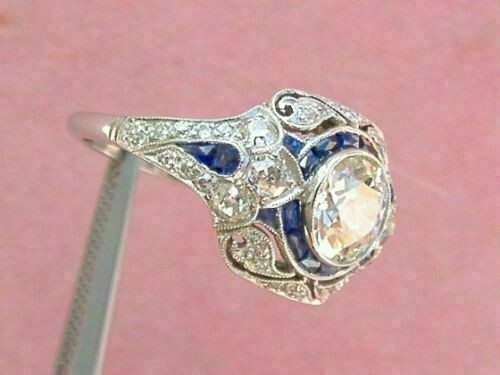 2.50Ct Round Lab-Created Diamond Art Deco Engagement Ring 14k White Gold Plated