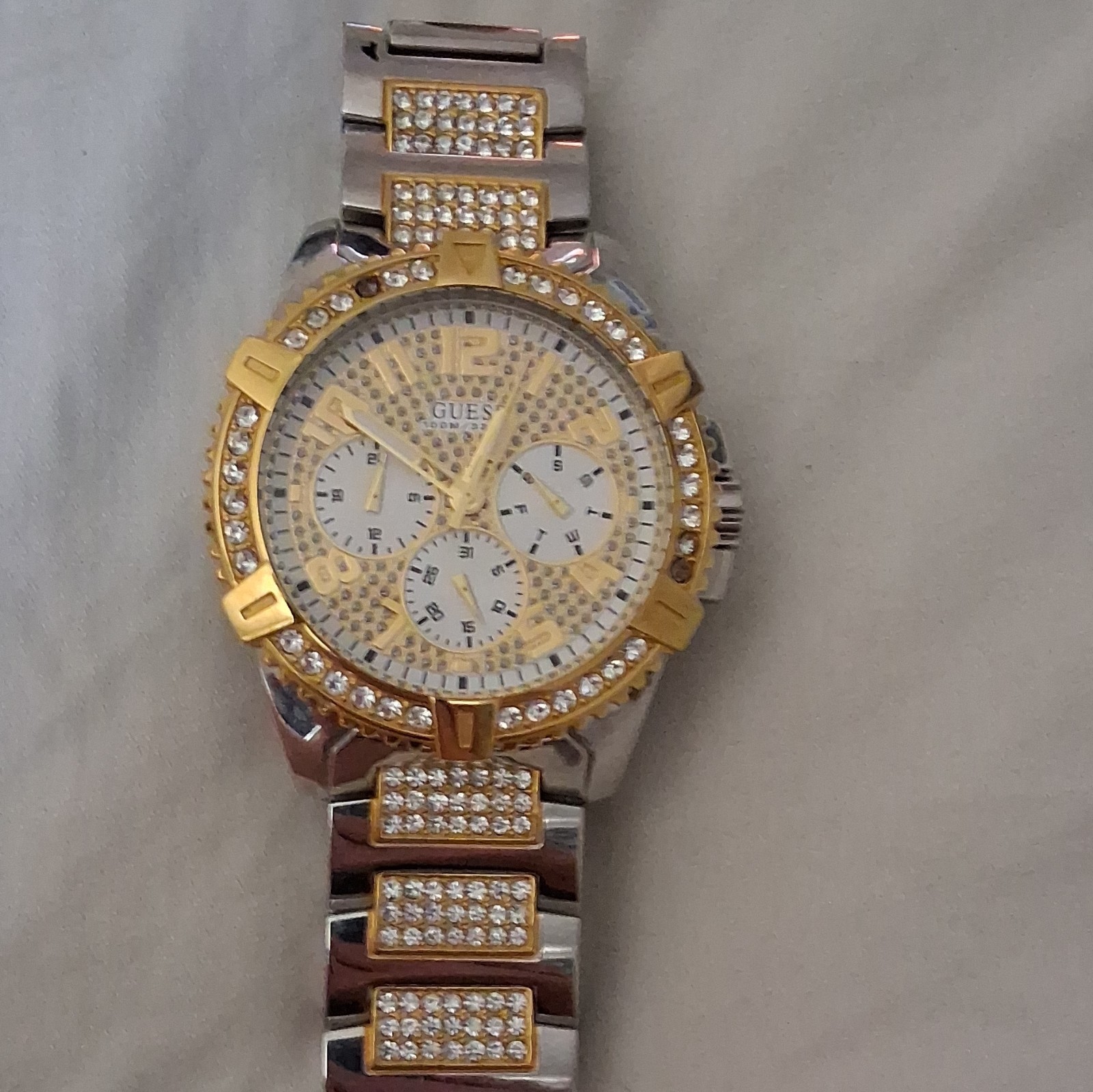 GUESS Men’s Two-Tone Stainless Steel Chronograph Quartz Bracelet Watch 46mm