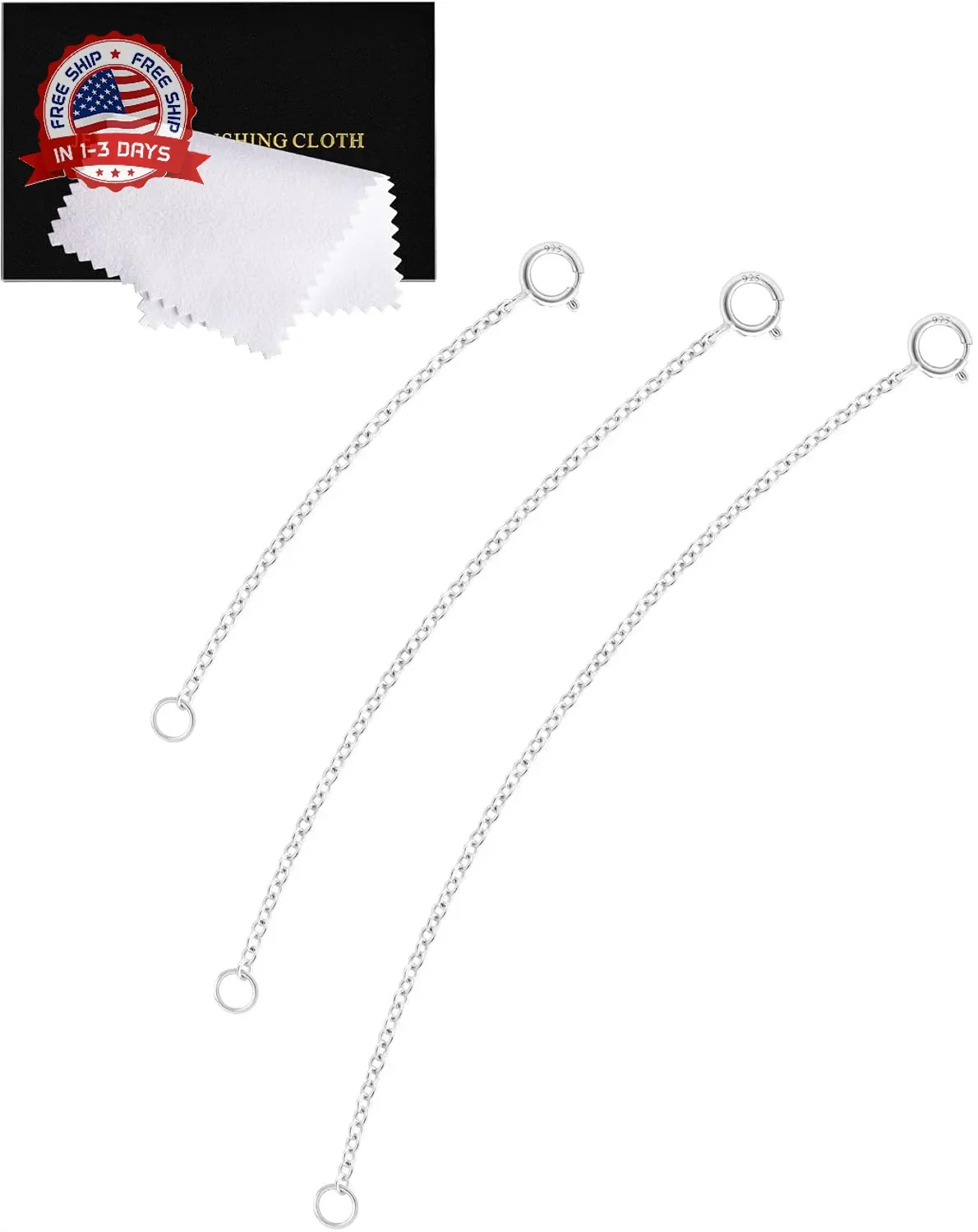 925 Sterling Silver Necklace Extender Sterling Silver Necklace Chain Extenders f
