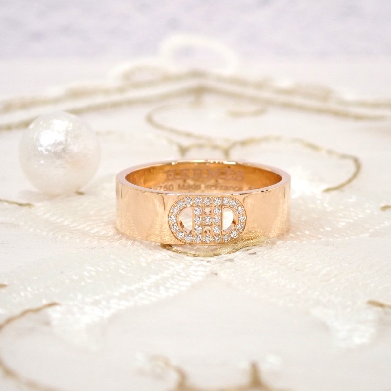 HERMES H115601B #13(JP Size) ring K18 Pink Gold Women