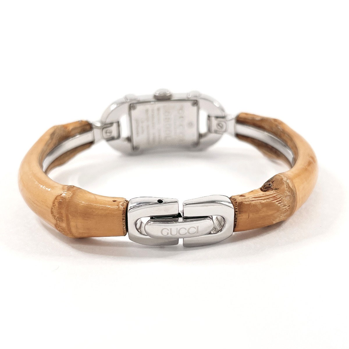 Gucci Watch 6800L Bamboo Bangle Watch Stainless Steel Silver / Brown Quartz