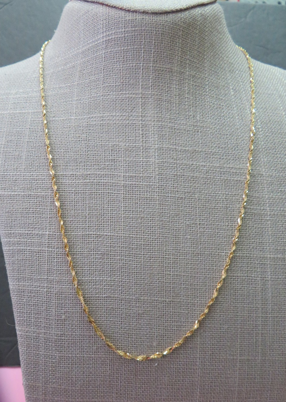 21.5″ 14K Solid Yellow Gold Twisted Chain Necklace 3.97Grams