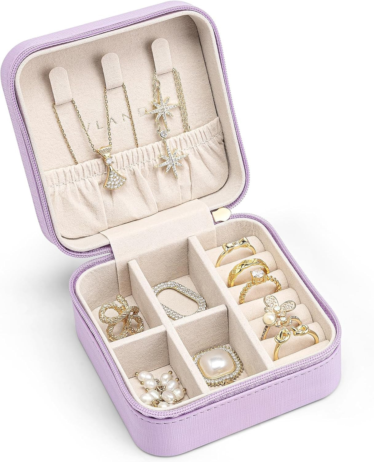 Pink Travel Jewelry Case Teacher Gift Organizer Box for Women Girls