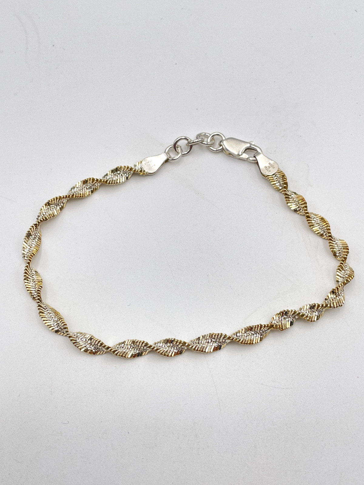 STERLING SILVER 925 ITALY 8″ DNA CHAIN 4 mm Wide BRACELET 5.3g