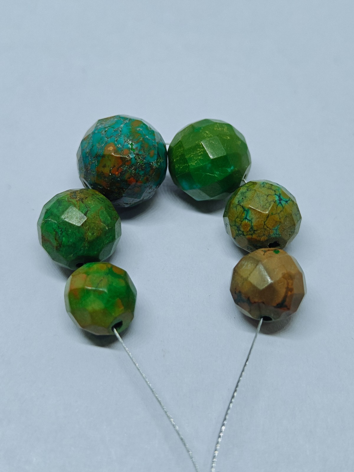 Genuine Natural Turquoise Faceted Round Beads, Loose Hubie Gemstone For Jewelry