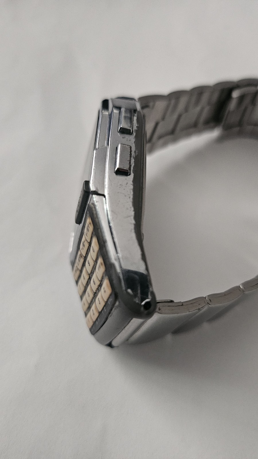 Casio Data Bank 150 1477 DBC-1500 Silver Tone Digital Watch