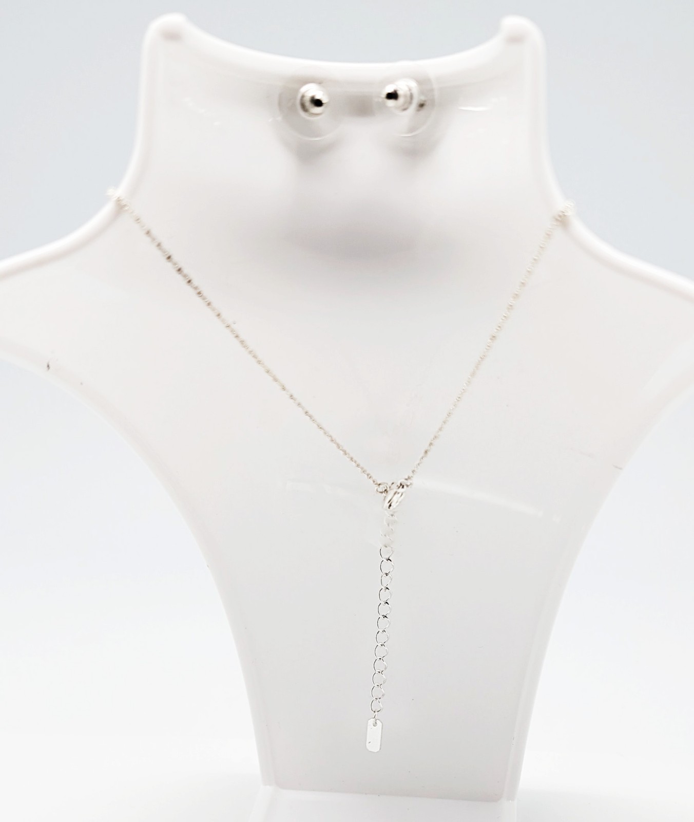 DESIGNER INSPIRED 18 in CLEAR MULTI CRYSTAL CIRCLE DROP SILVER TONE JEWELRY SET