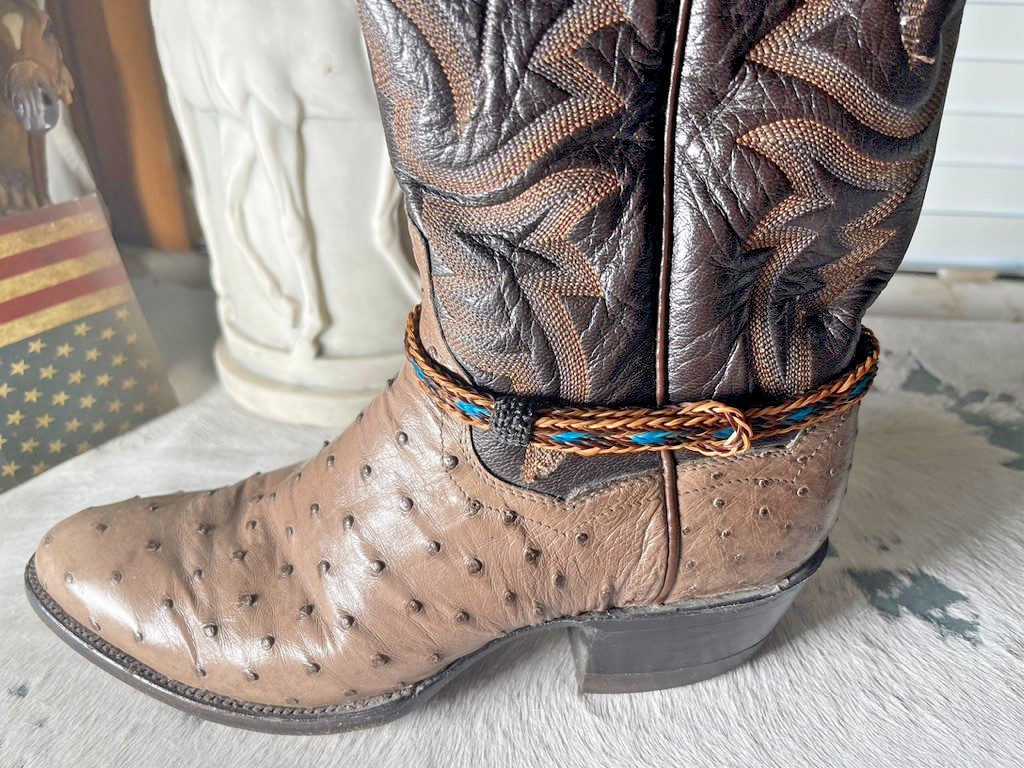 Western Boot Jewelry 3/8 in Horsehair Cowboy Adjustable fit Black Brown Turquois