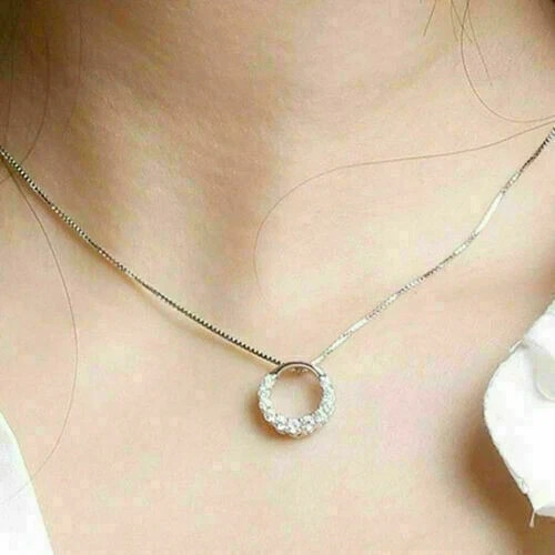1.20CT Round Lab Created Diamond Women’s Circle Pendant 14k Yellow Gold Plated