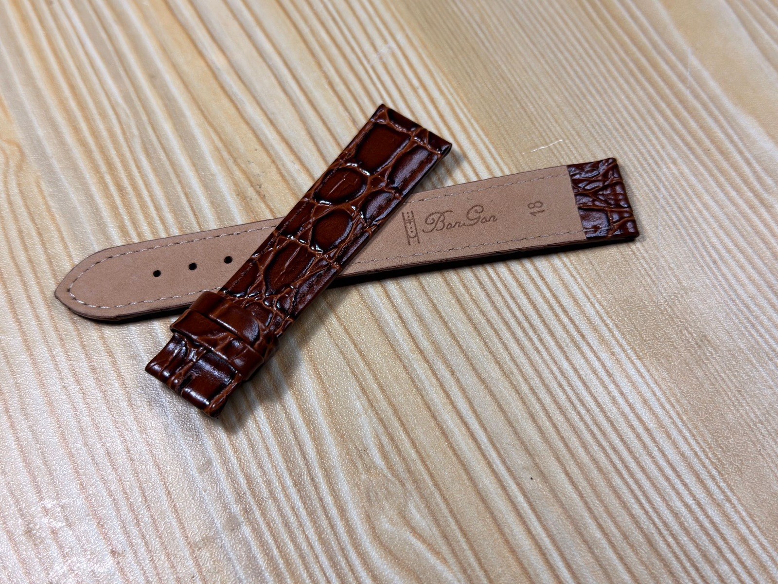 18mm Bon Gor genuine leather crocodile Watch Strap/band without Buckle