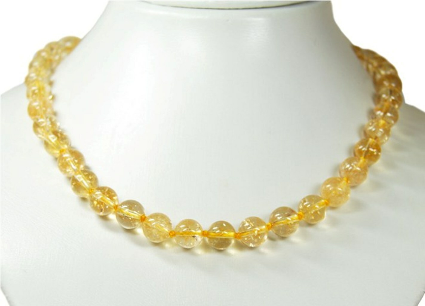 Beautiful Gemstone Citrine Ball Shape Necklace Ø-8mm