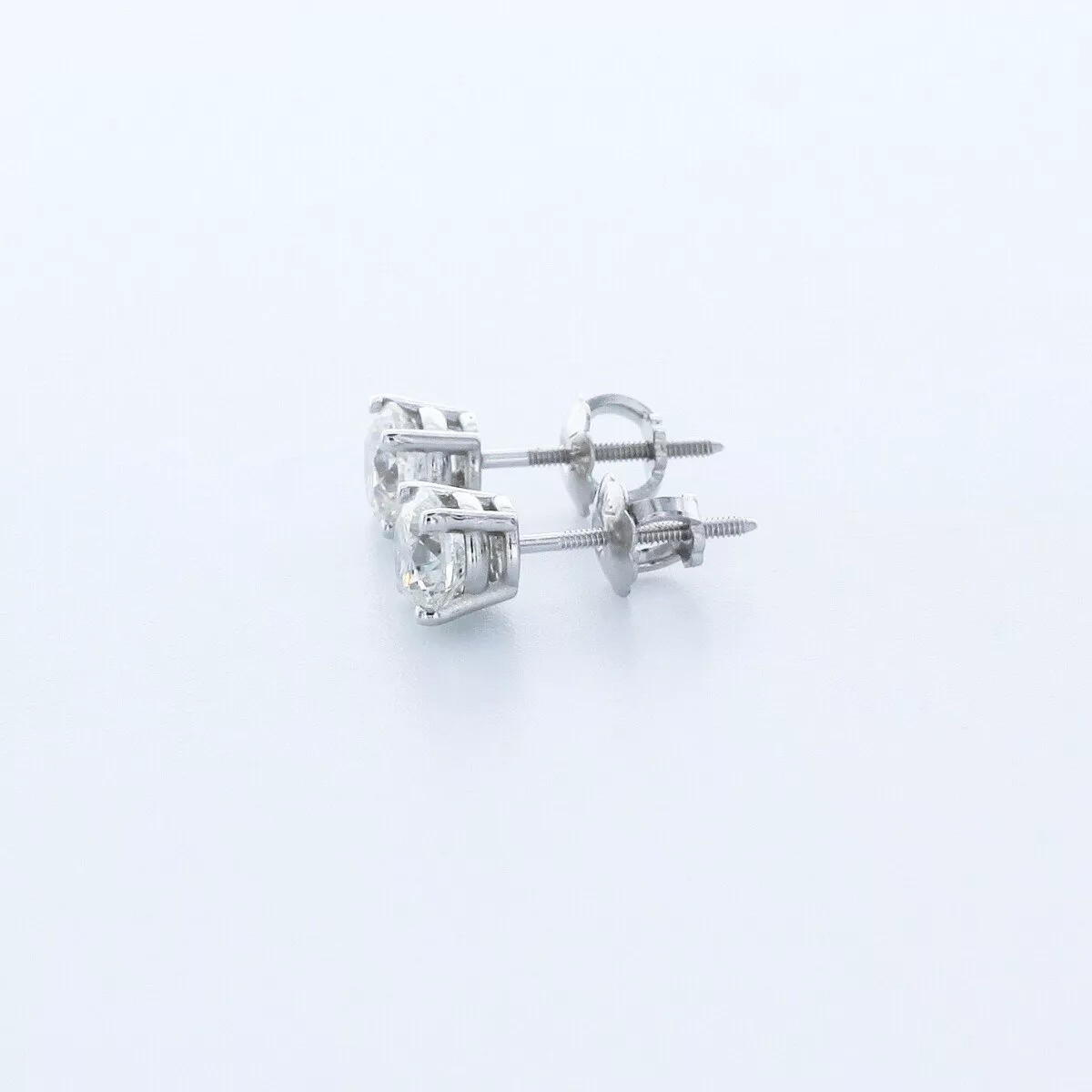 Stud Earrings Classic Solid 14K White Gold 1.04 CT Round Natural Diamond G VS2
