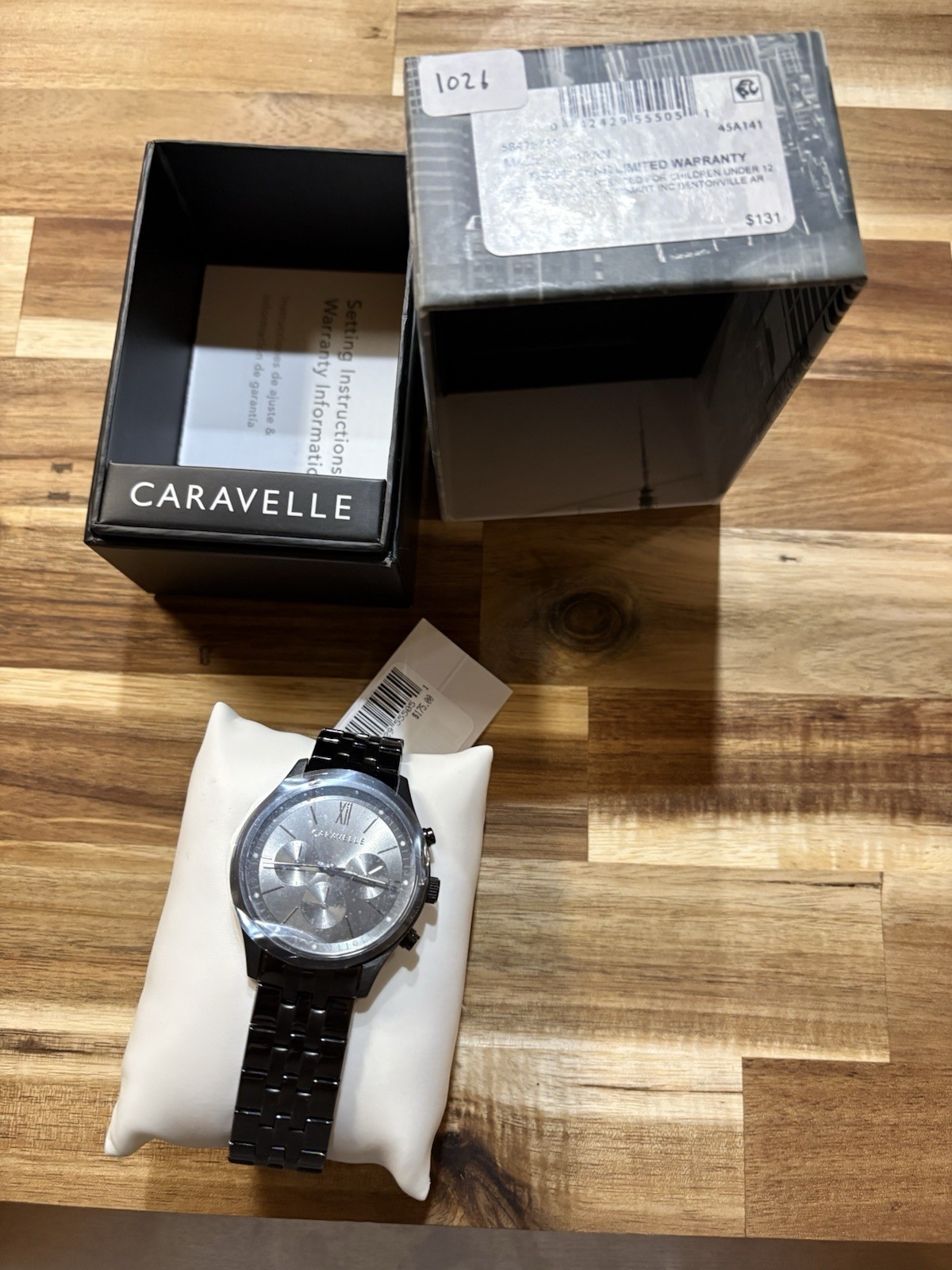 Caravelle Men’s Quartz Chronograph Gray Dial Black Metal Bracelet w/ Box