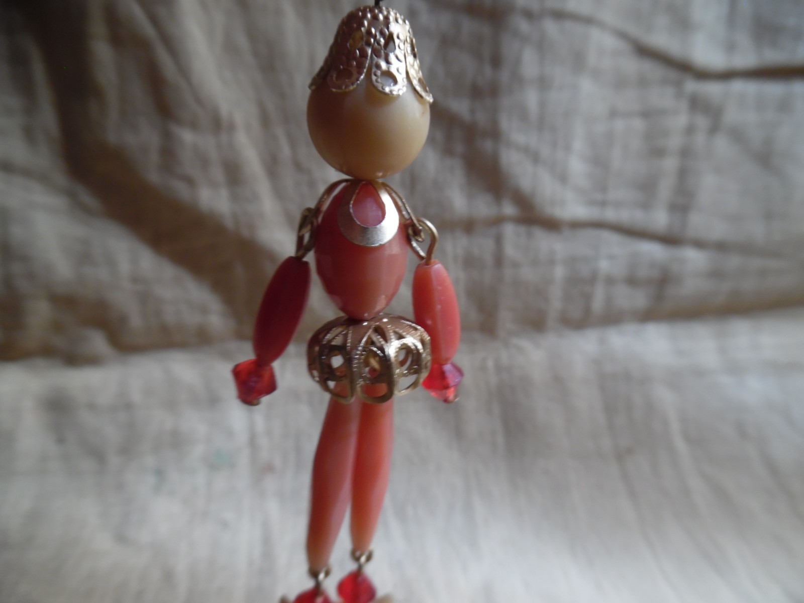 Mid Century Male And Female Beaded Figure Charms