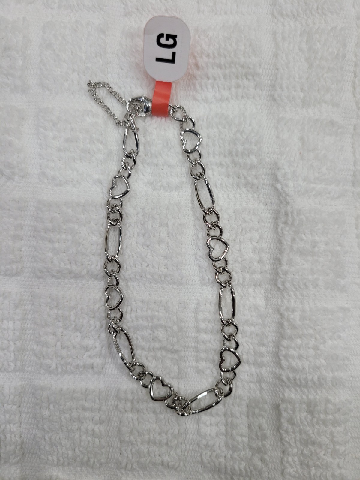 James Avery Brand New Heart Figaro Charm Braclet Size Large 8 1/8 inches long