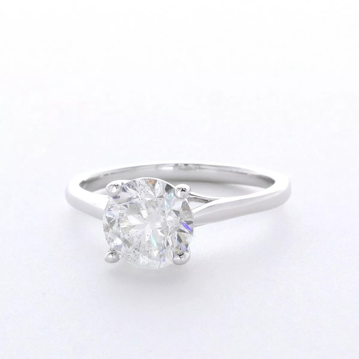 Solitaire Engagement Ring 14K Gold Trellis 2.43 CT Round Lab-Grown Diamond E SI1