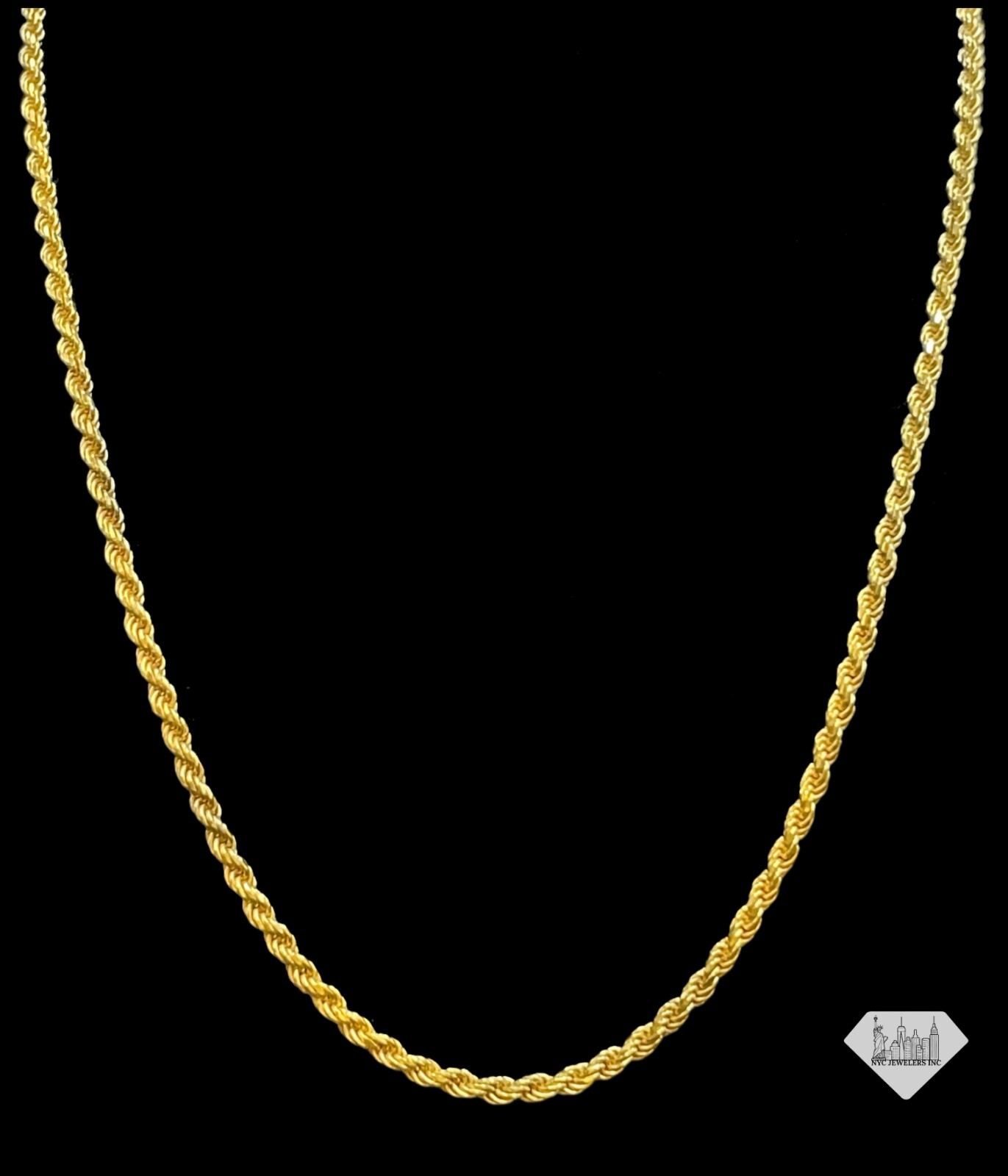 3MM Thick Gold Plated 925 Sterling Silver DIAMOND CUT ROPE CHAIN Necklace Italy