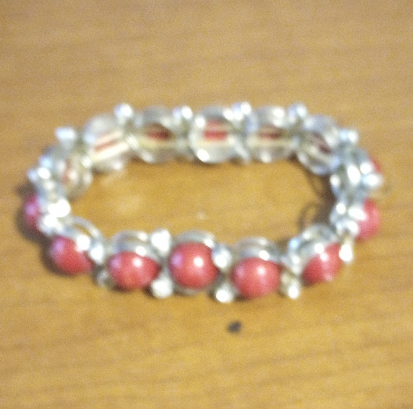 Paparazzi Silver Tone Red Round Beaded Necklace Bracelet & Earrings Set