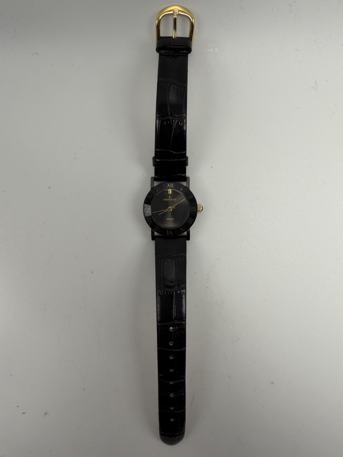Peugeot PQ8283L New Battery Ladies Watch 24MM 6.5″ Black Leather Band
