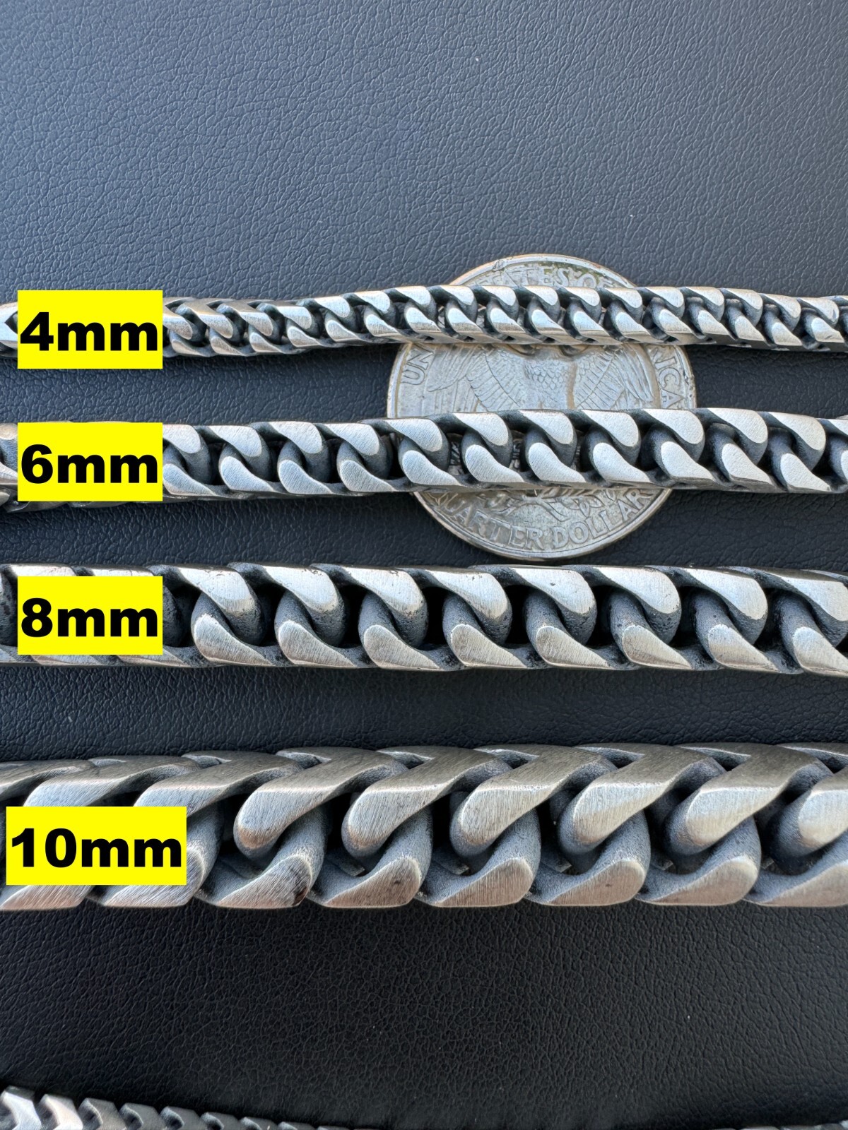 Handmade Franco Chain Necklace Oxidized Real 925 Sterling Silver Box Lock 4-10mm
