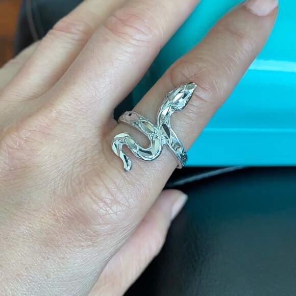 925 Sterling Silver Diamond Cut Snake Ring Any / All Size