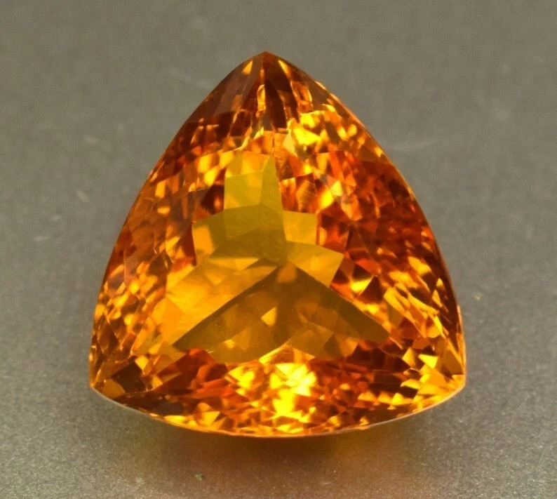 120 Ct+ Certified Natural Yellow Citrine Trillion Cut Genuine Loose Gemstone