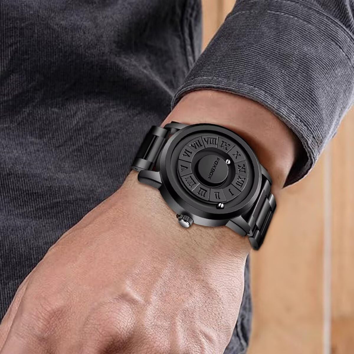 Men’s Watch Magnetic Floating Ball Pointer Roman Numerals Quartz Watches | No Gl