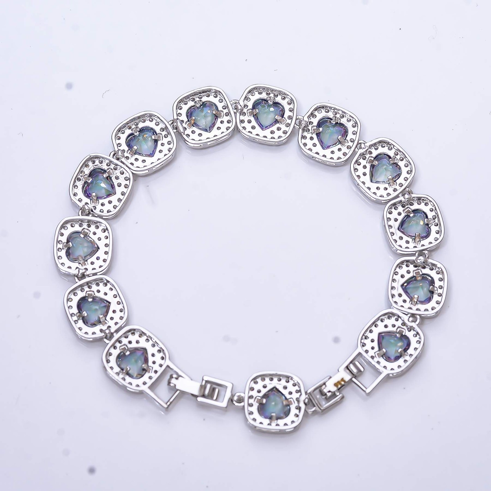 Blue Rainbow Mystic Fire Topaz & Cz925 Sterling Silver Tennis Bracelet 7.99″ B14