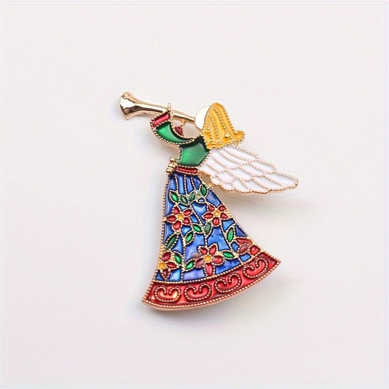 Elegant Enamel Angel Brooch Pin, Fashion Accessory for Clothing, Bags, and Hats