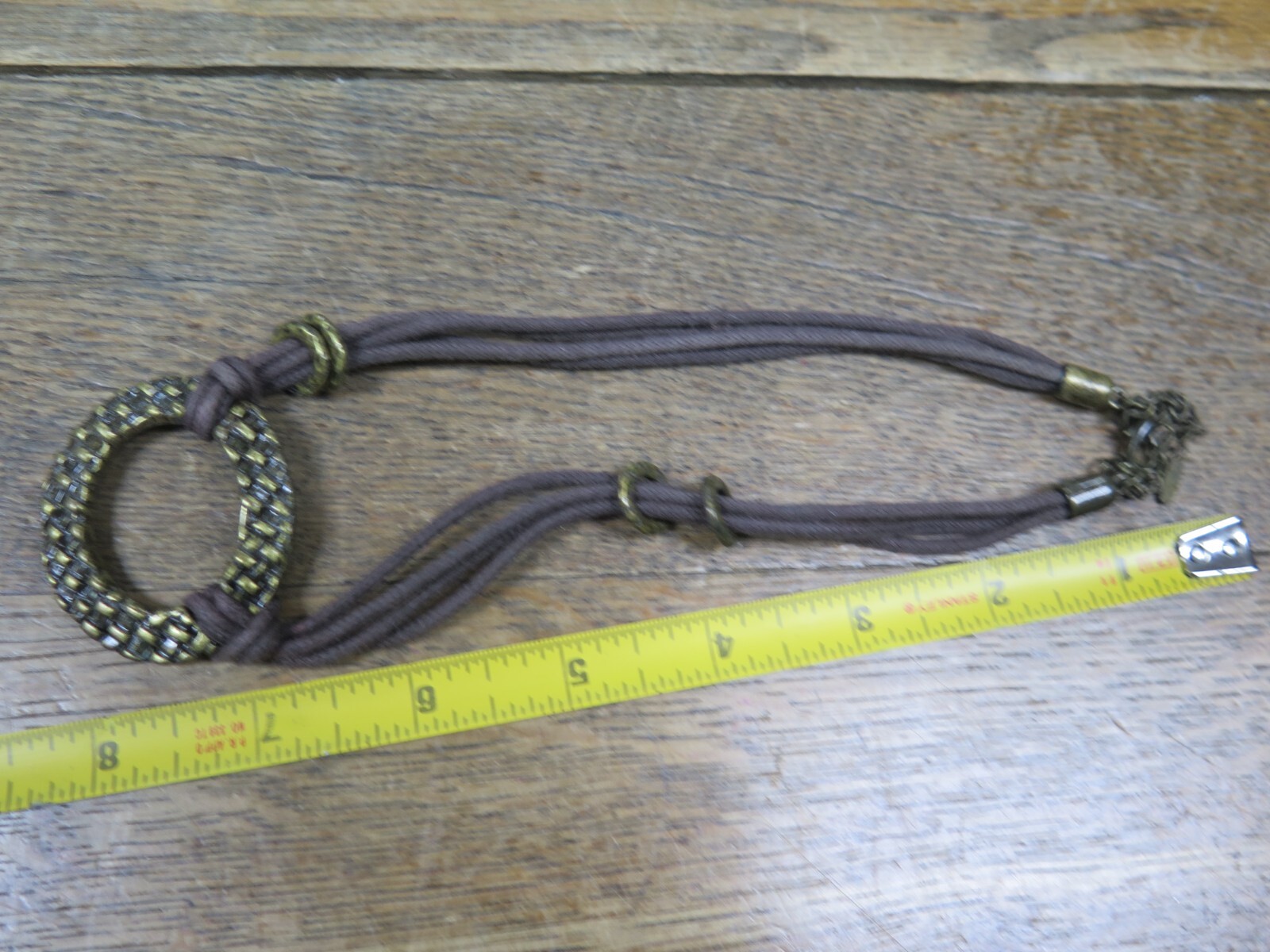 NECKLACE VCLM bronze Tone , Brown Rope type Chain Rare Find