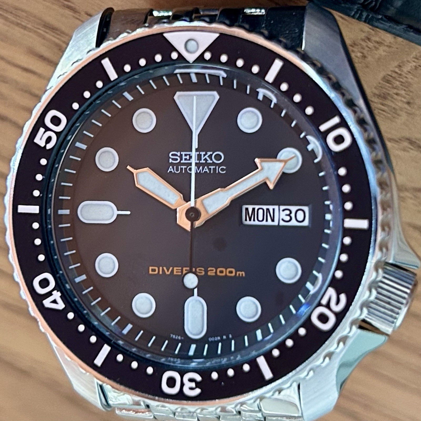 Seiko Diver SKX007 7S26-0020 w/ Steel Beads Of Rice Bracelet + PROOF OF SERVICE