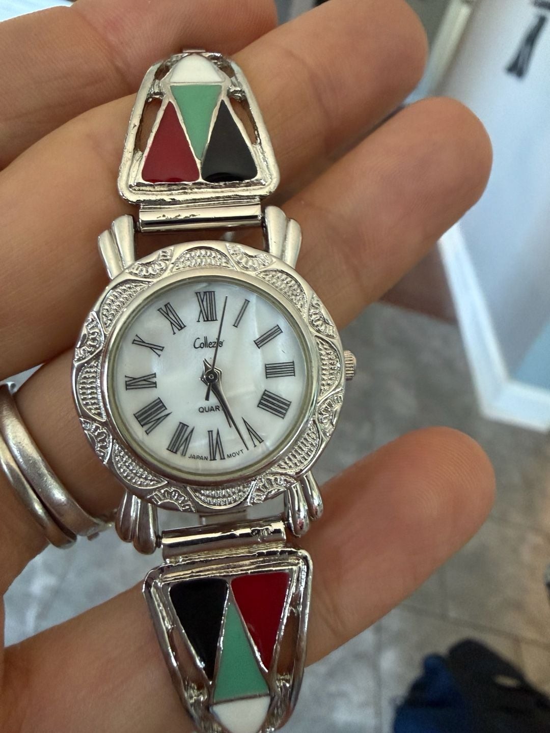 Collezio Women’s Quartz Watch with Multi-Color Enamel Inlay and Expansion Band