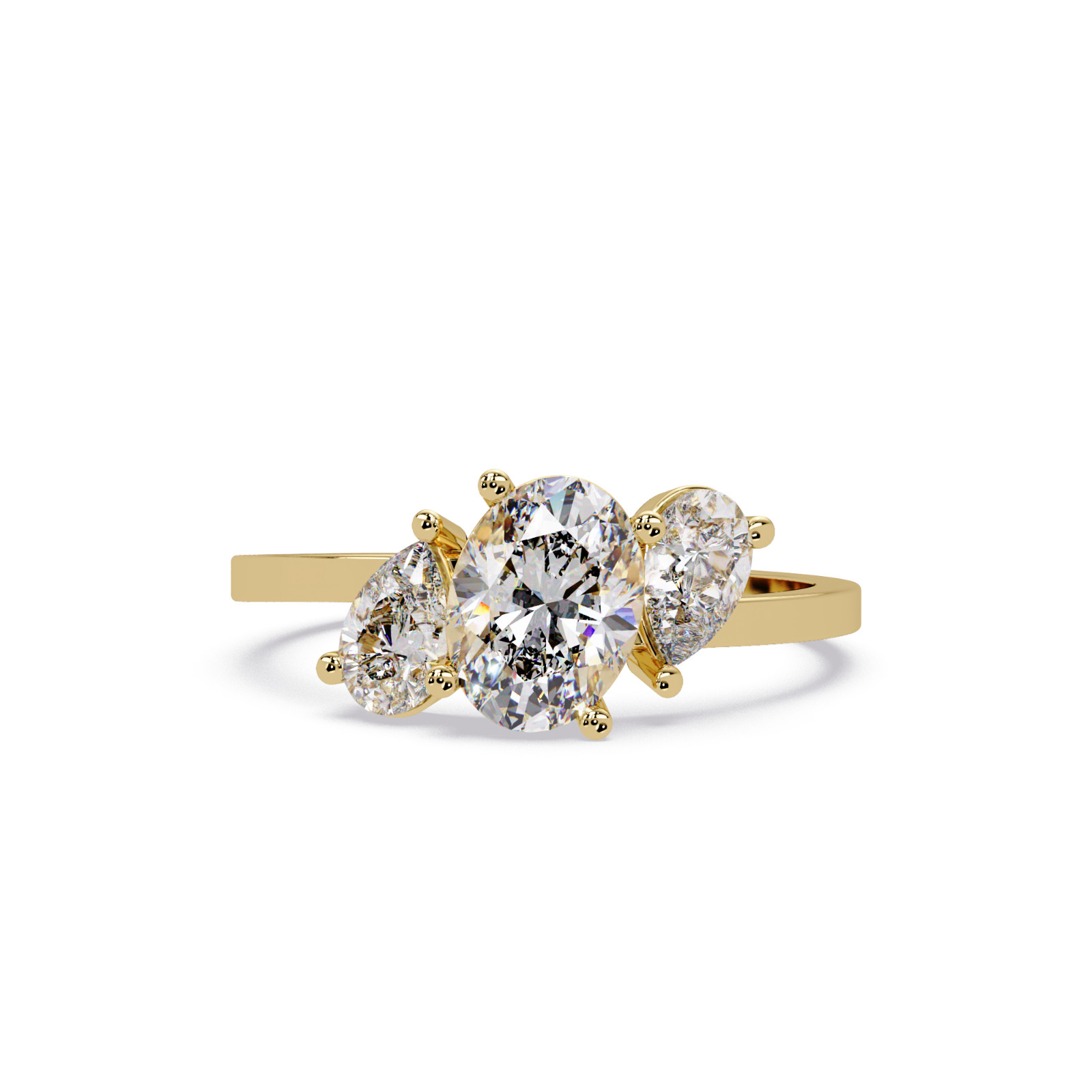 1.50 CTW Oval Lab Grown Diamond Three Stone Engagement Ring 925 Silver DEF VVSVS