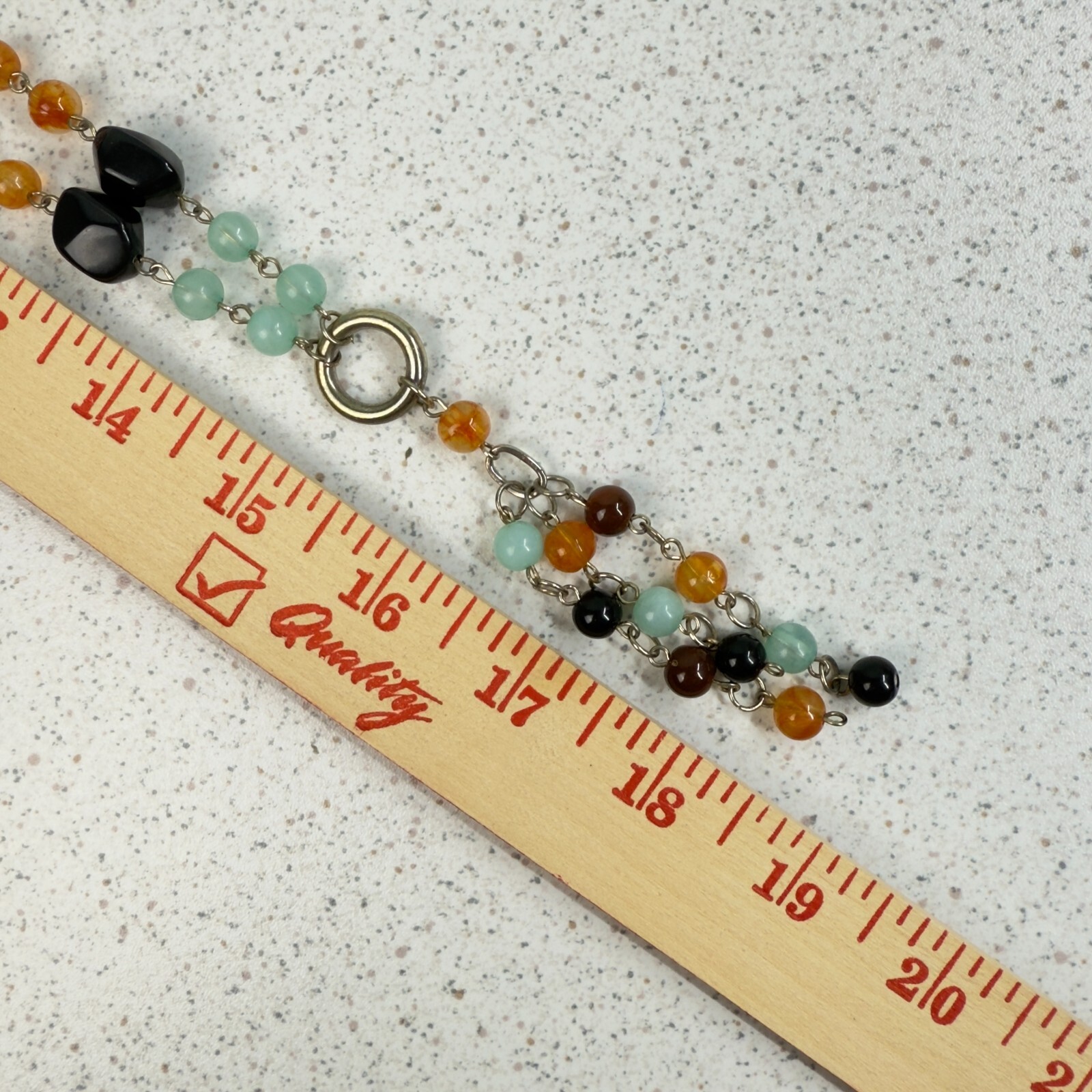 Multi Color Black Amber Brown Blue Stone Beaded Drop Dangle Necklace Earring Set