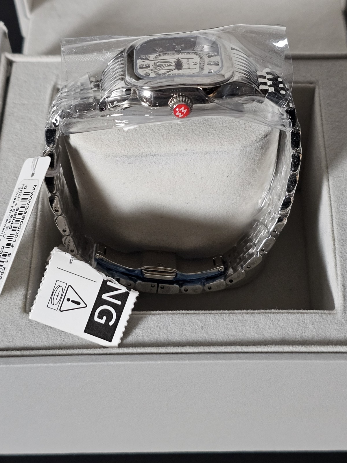 Michele Meggie High Shine Mirror Diamond Dial Stainless Steel Watch MWW33B000012