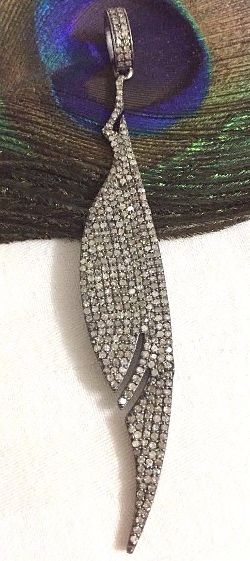 925 Sterling Silver Pave Diamond Leaf Pendant Jewelry,Pave Diamond Pendant