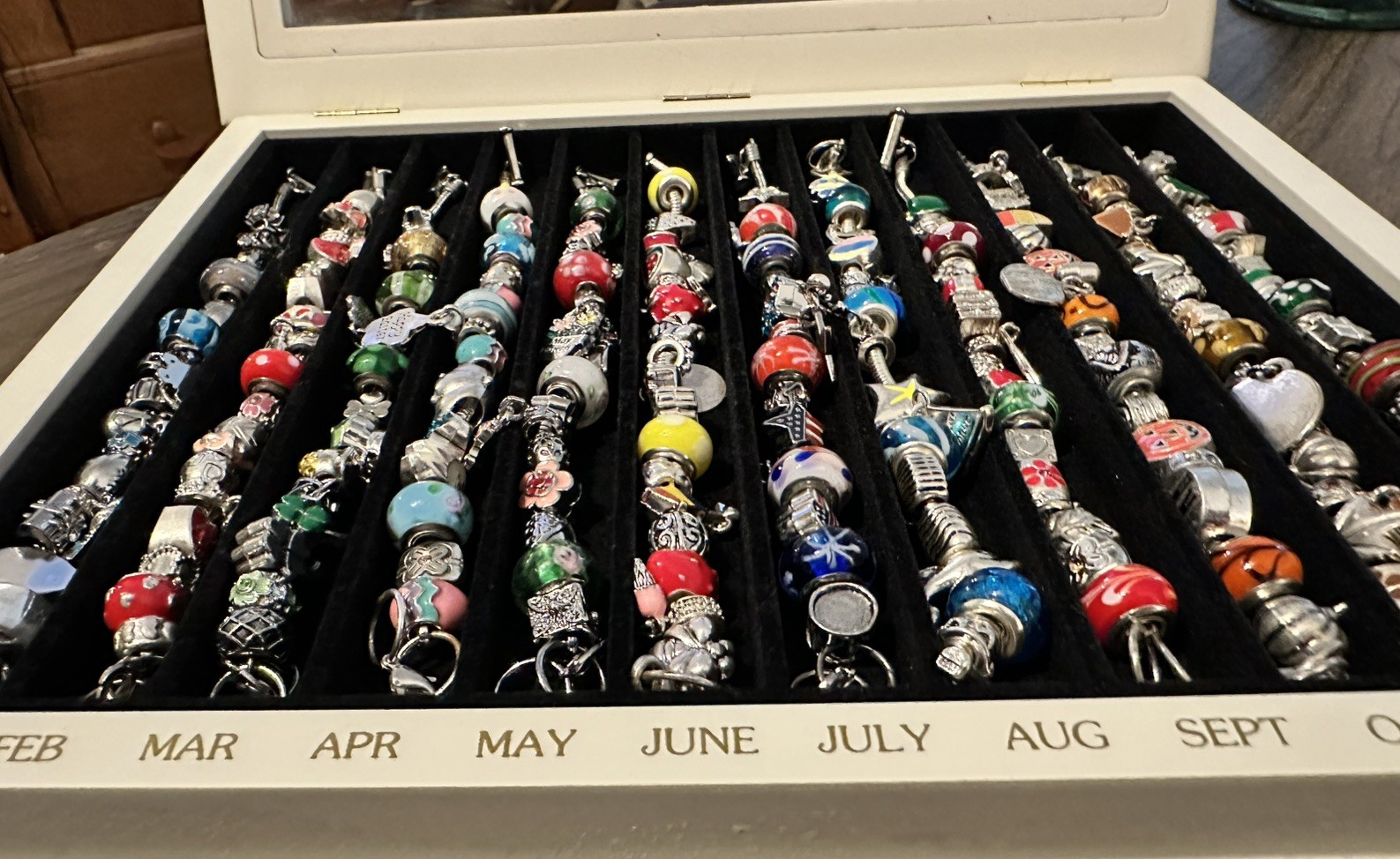 Charm Bracelet Set Willabee & Ward 12 Month 1 For Each Month Show Case Complete