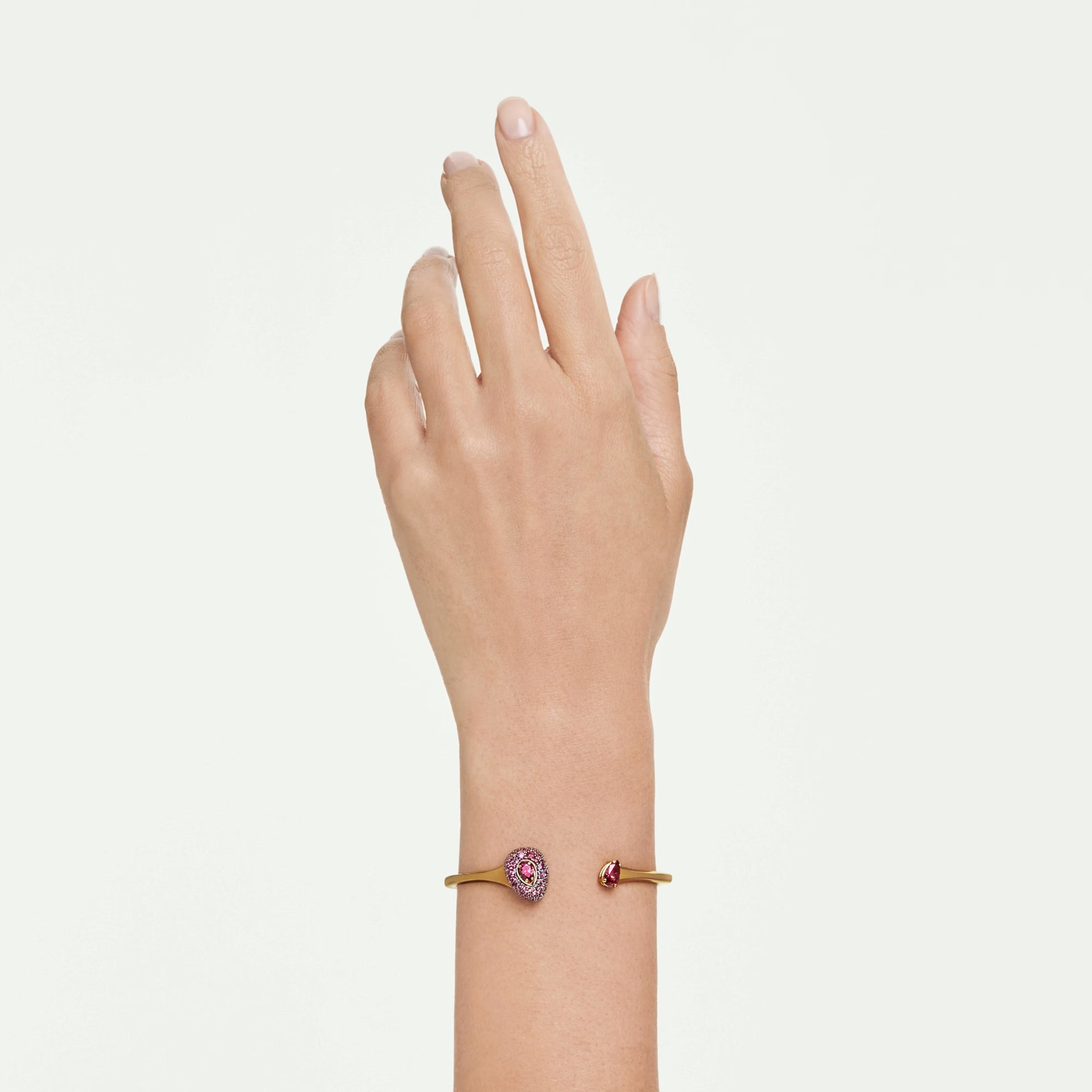 Swarovski Zirconia Sublima Bangle, Pear Cut, Red, 18K Gold Plated 5752895 Size M
