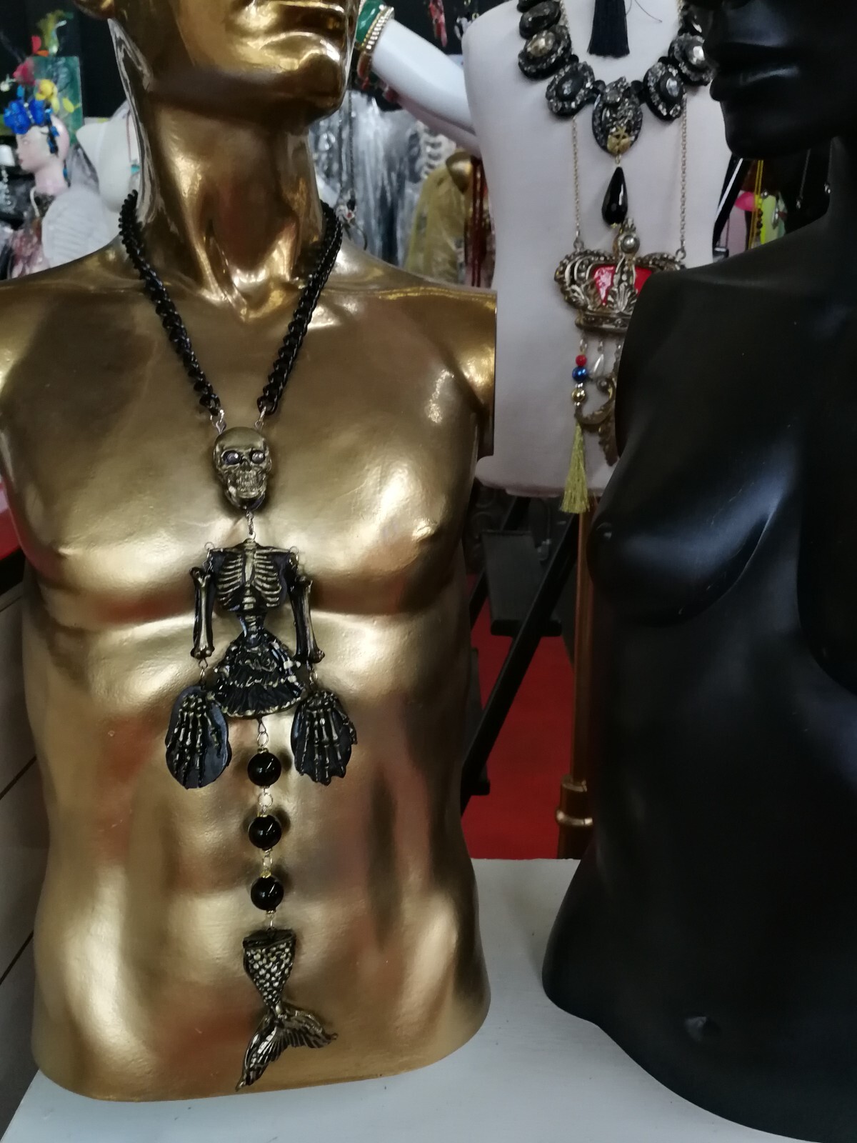 Santa Muerte Magic Macabre Necklace Pendant Skull Skeleton Siren Mermaid Jewelry